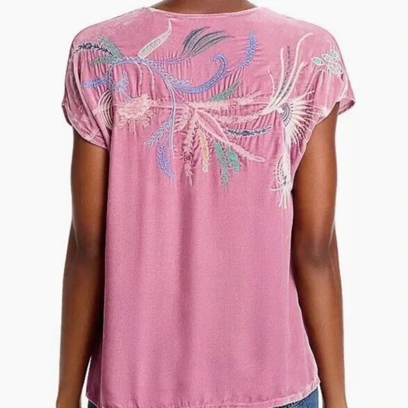 Johnny Was Pink Embroidered Boho Top - Women’s Medium - NWOT - Floral Festival - Picture 5 of 9